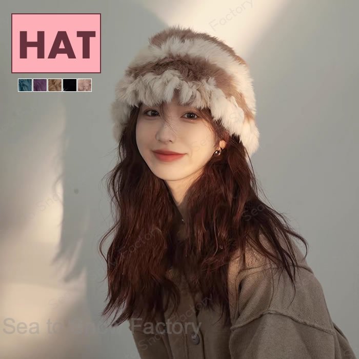 Rakuten - 新作帽子春 レディース帽子 秋冬帽子 バケットハット 春秋ハット ニット帽子 レディース 秋冬 レディースキャップ 春帽子 おしゃれ 可愛い帽子 小顔効果抜群 ラビットファー帽子 おしゃれ人気 洗える 防寒帽子 ふわふわ 大人帽子暖かい 通勤 通学 日常デート