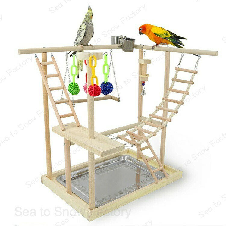 Rakuten - オカメインコ アスレチック インコ タワー 木製 インコ 鳥の止まり木 止まり木 スタンド はしご ブランコ 木製 鳥 おもちゃ アスレチック 遊び場 吊り下げ スタンド 鳥用スタンド オウム オカメインコ バード バードトイ 鳥かご ケージ