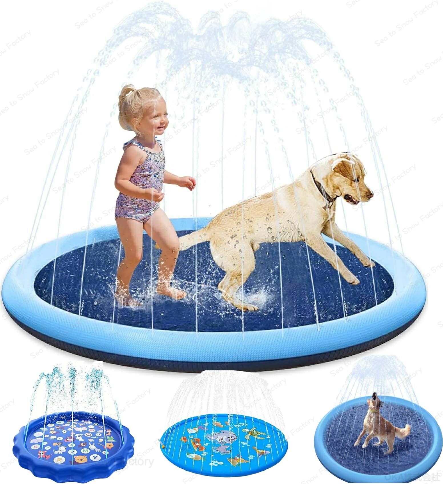 Rakuten - 【時間限定4点で12%off!】 ペットグッズ 噴水マット ペット用噴水マット 水遊びマット 犬用スプリンクラー プレイマット ビーチマット ビニールプール 水遊び 噴水 おもちゃ 噴水プール 夏の日 芝生遊び 庭 プール 夏対策