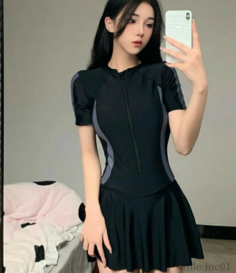 【送料無料】少女 ワンピース型 半袖 ラッシュガード 温泉 海水浴 可愛い 記念写真...