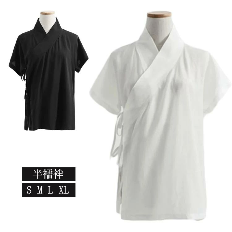 【送料無料】半襦袢 速乾 薄手 肌着 きもの 女性 半襦袢 浴衣 和装 快適 簡単 半 黒 着物 半袖 衿付き 襟付き インナー 肌襦袢 シャツ 半袖