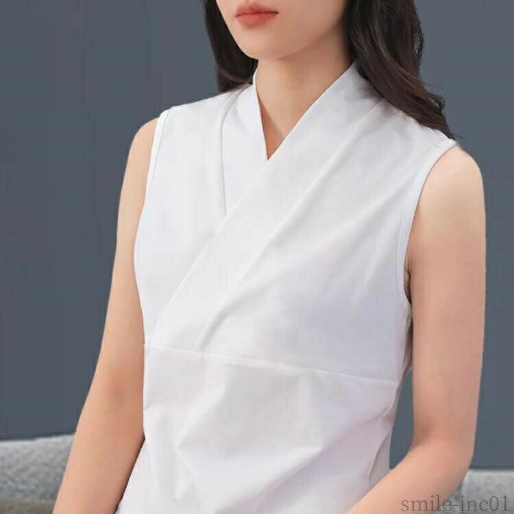 【送料無料】Tシャツ Tシャツ 着物 白 夏用 肌襦袢 レディース Tシャツ半襦袢 襦袢 半衿付き ノースリーブ Tシャツ インナー 和装下着 半襦袢