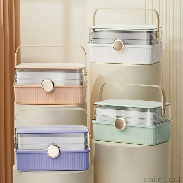 【送料無料】たっぷり収納 シンプル 救急箱 薬箱 多機能収納ケース 3段収納 持ち手...