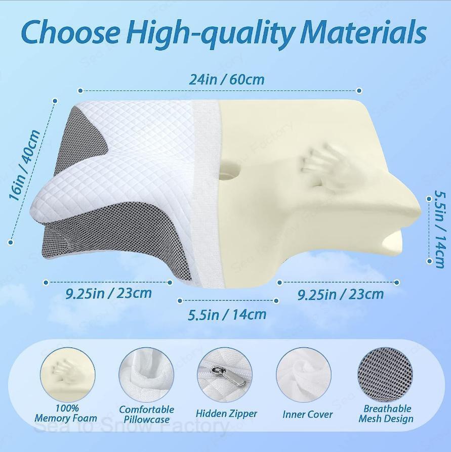Sea to Snow Factoryの頚椎枕、首の痛みのための2 in 1エルゴノミックコンツア整形枕、側面背面腹部寝台用のコンツア支持枕頚椎安定型 頭痛 枕 横向き寝 痛み 頚椎 牽引 首 頸椎サポート 誕生日 プレゼント 母の日 父の日 新生活 ギフト 敬老の日 首こり｜アングル3