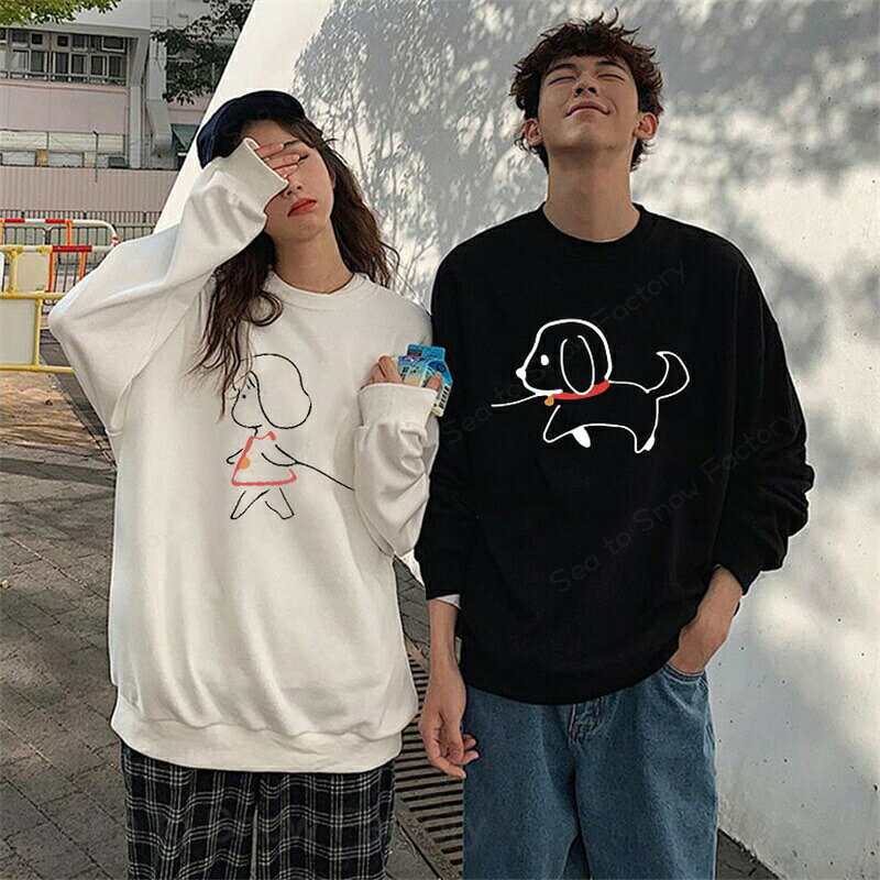 ペアルック トレーナー 裏起毛 プルオーバーパーカー 可愛い 犬 シンプル 秋 冬 ブランド ペアルック カップル お揃い 服 レディース おしゃれ 春 ペアルックトレーナー 大きいサイズ リンクコーデ ペアルック 冬 カップル お揃い プレゼント コーデ メンズ ブランド