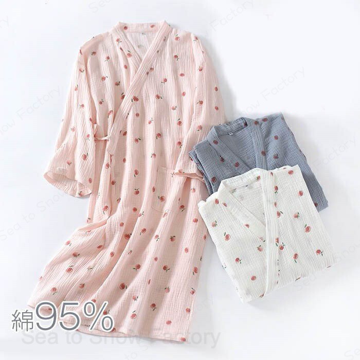メーカー希望小売価格はメーカーカタログに基づいて掲載していますレディース 部屋着 ガーゼ 浴衣 ガウン 寝巻き お風呂上がり バスローブ ルームウェア 2重ガーゼ 綿糸 花柄 和服式 夏素材 旅館 温泉 入院 介護 和風パジャマ 綿 通気性良く涼しい 敬老の日 インナー，下着，ナイトウェア，レディース，ルームウェア，ワンピース