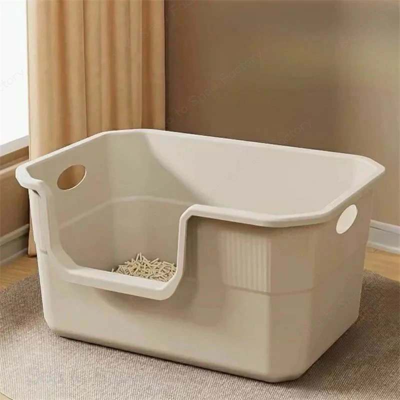 猫用トイレ本体 大型 シンプル 猫餌 猫用トイレ 大型 飛び散り防止 オープンタイプ 大きい猫 多猫 トイレ本体 簡単掃除 清潔 飛散防止 一体成形 幅42×奥29×高18cm【入り口までの高さ】9cm シンプルデザイン 組み立て不要 多頭猫用トイレ スコップ付き