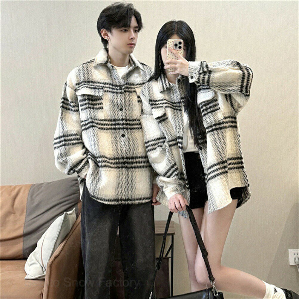 ペアルック 長袖シャツ 春 秋 レディース アウター 厚手 winter チェック ペアルック カップル お揃い 服 トップス クリスマス プレゼント リンクコーデ ペア カップル ペアルック ブランド コーデ メンズ ブランド かわいい スウェット 人気 冬 秋服