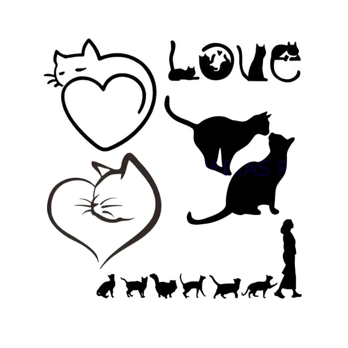 Rakuten - 猫 ステッカー Part4 キャット CAT 愛 LOVE ラブ 行列 はーと