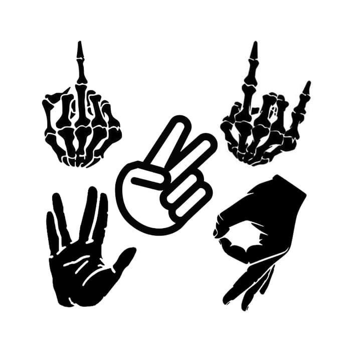 Rakuten - ハンドサイン ステッカー 骨 バルカン ピース メロイック rock hand sign