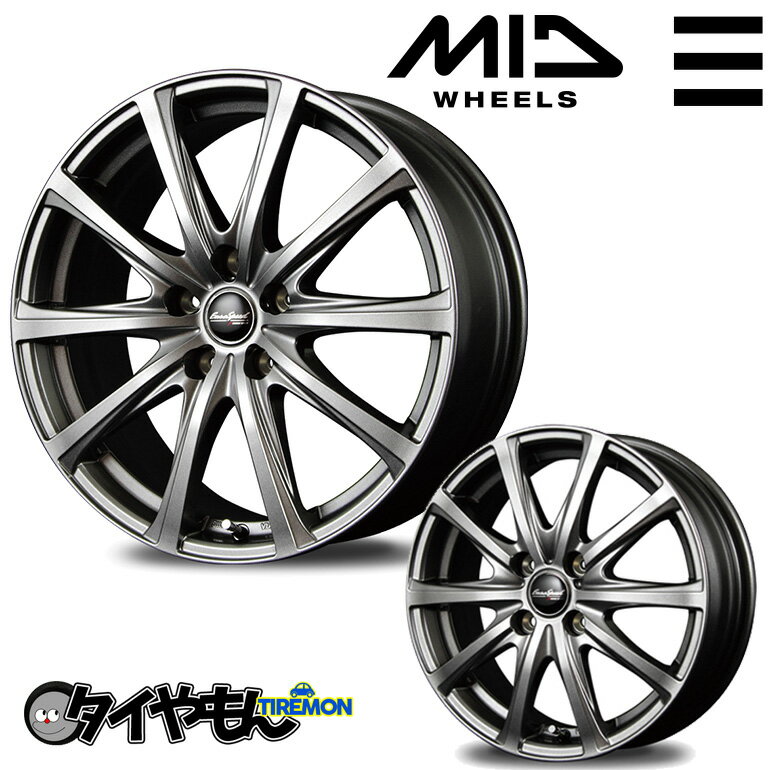 16 inches - MID WHEELS ユーロスピード V25 16インチ 5H114.3 6.5J +37 1本 ホイール メタリックグレー トヨタ平座ナット専用