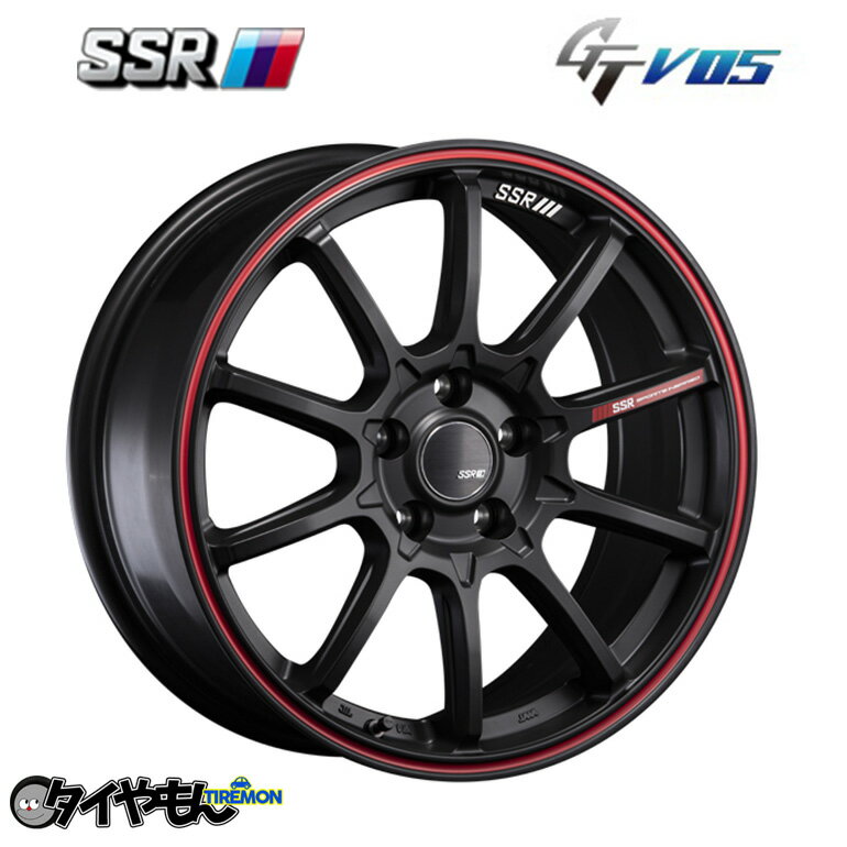 Rakuten - SSR GTV05 18インチ 5H100 8J +38 1本 ホイール フラットブラックレッドライン