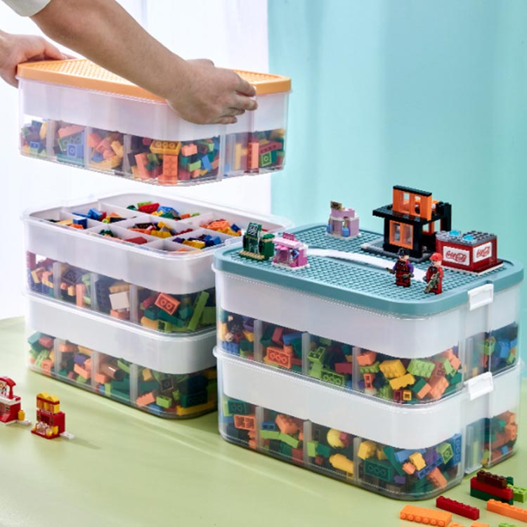 ブロック 収納 ケース 収納ボックス ケース フィギュア コレクションケース フタ付き 2段 仕切り おもちゃ 収納ケース ストレージボックス 積み重ね 収納ボックス おもちゃ箱 小物入れ 子供 キッズ おしゃれ 北欧 インテリア 卒業 入学 入園 誕生日 プレゼント [3]