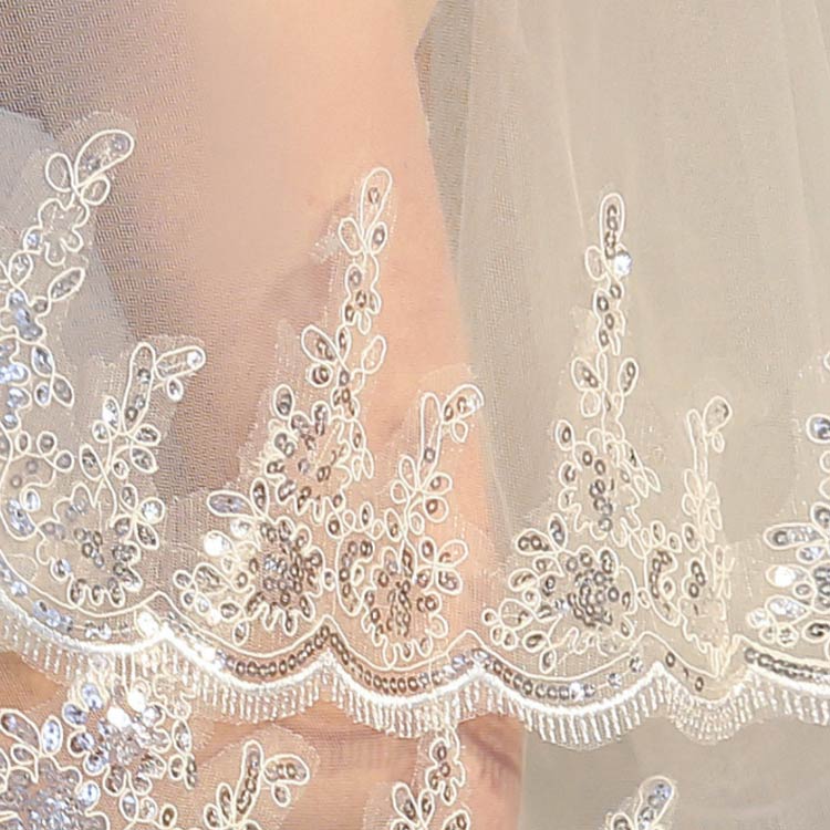 花嫁ベール 2層チュール ウェディングベール レース刺繍 ブライダル 花柄 コーム付き 結婚式 華やか 二次会 可愛い 撮影 パーティー ヘッドドレス カラードレス ウェディングベール