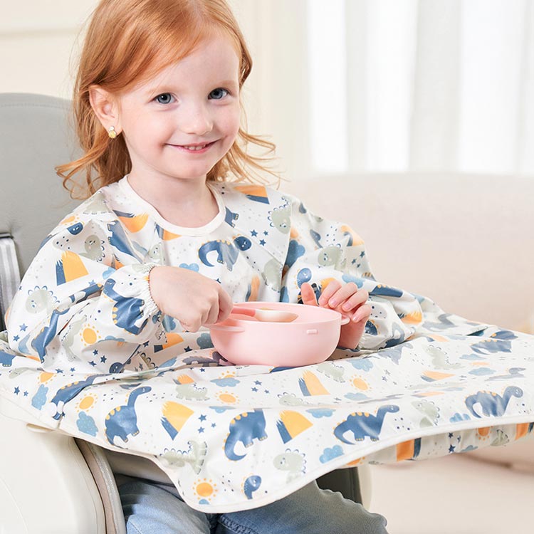 エプロン キッズ テーブルクロス 一体型 子供用 お食事エプロン ベビー用 赤ちゃん 長袖 ロング丈 プルオーバー お食事スタイ スタイ よだれかけ 食べこぼし 離乳食 防水 袖付き 動物 アニマル かわいい 男の子 女の子 幼児 出産祝い 送料無料 2