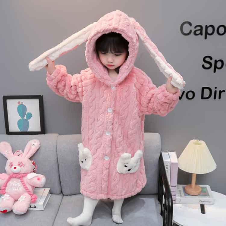 部屋着 キッズ ガウン ルームウェア ロング丈 カーディガン 暖かい キッズ フード...