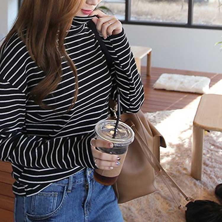 2枚セット tシャツ タートルネック ハイネック カットソー レディース 長袖 Tシャ...