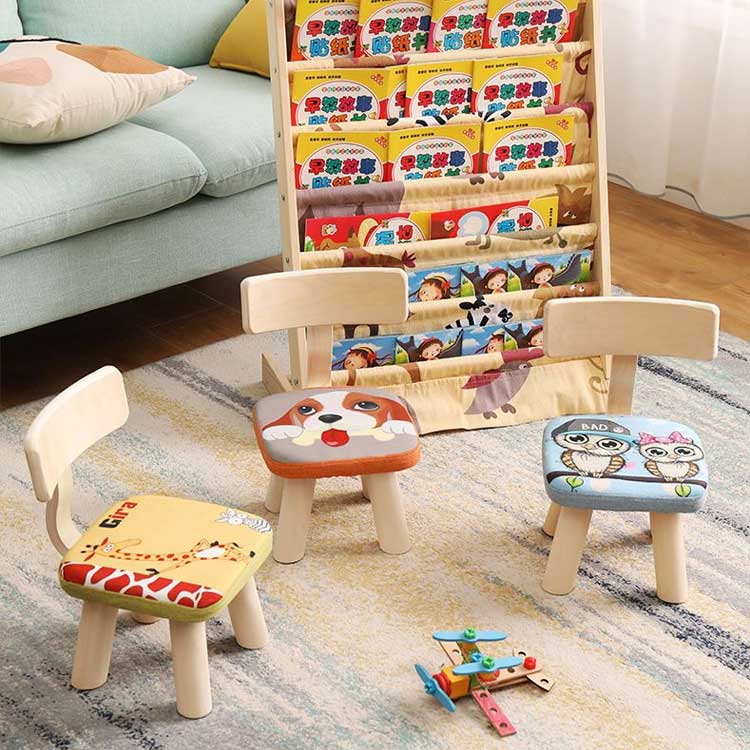 子供椅子 キッズチェア ローチェア 木製チェア 子供用椅子 ロータイプ 小さい 低い キッズ椅子 イス いす 子供用チェア 背もたれ付き アニマル 四角形 ミニチェア 学習イス 学習チェア キズ防止フェルト付き ナチュラル リビング学習 入園祝 幼稚園 保育園 北欧 [2]