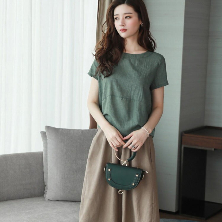 セットアップ 2点セット レディース 上下セット 綿麻 半袖ブラウス スカート ナチュラル 羽織り 大きいサイズ 大人女子 上品 20代 30代 40代 50代 コットン ゆったり 麻混 コットン混送料無料