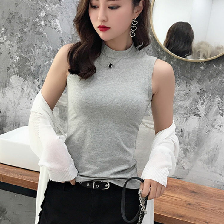 全9色×5サイズ！ハイネック ノースリーブトップス tシャツ レディース ノースリー...