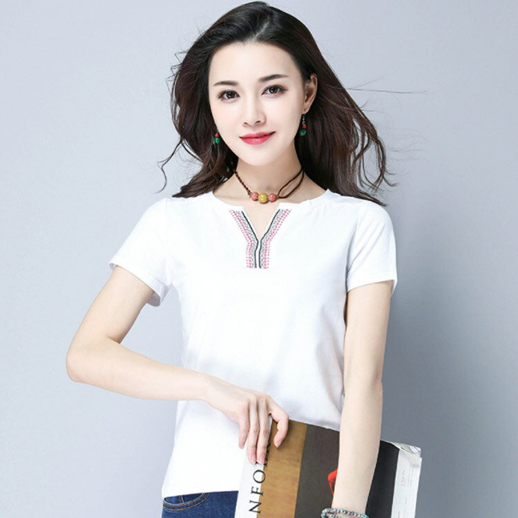 半袖Tシャツ レディース エスニック風 Tシャツ 半袖 カットソー レディース 薄手 トップス 夏物 シンプル オシャレ 通勤送料無料