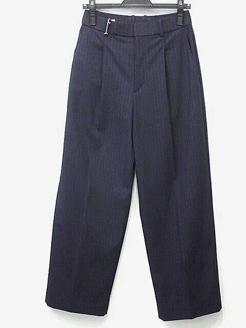 ★UNIQLO　ユニクロ　タックワイドパンツ/ストライプ　【中古】レディース