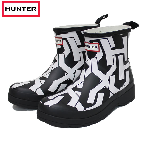 ハンター 「全品10倍 11日02時迄」レディース HUNTER レインブーツ W play short h-print boot WFS2294RMA:BWT 正規品/ハンター/プレイショート/cat-fs