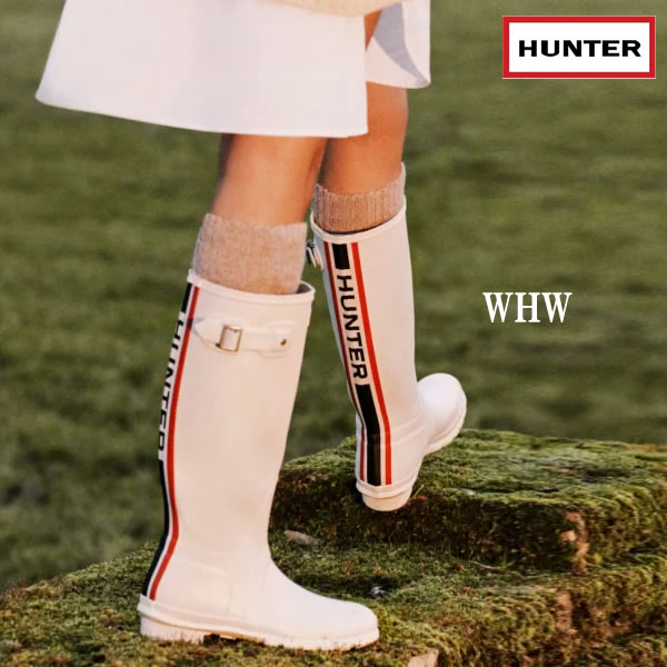 24cm̂ fB[X HUNTER Cu[c Tri-Colour Logo Backstrap Tall Wellington Boots WFT2353RMA:Ki/n^[/cat-fs