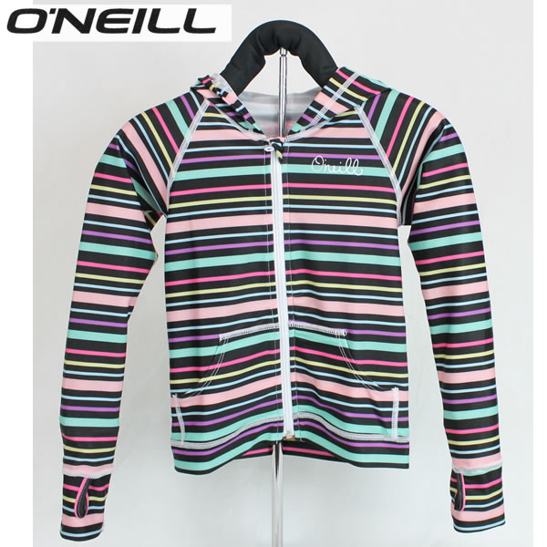 【ゆうパケット】14SU オニール O'neill ジュニアラッシュガード COLORS RASHGUARD FOR GIRLS 664601 ： BKB キッズ用サーフラッシュパーカー【cat-surf】/長袖