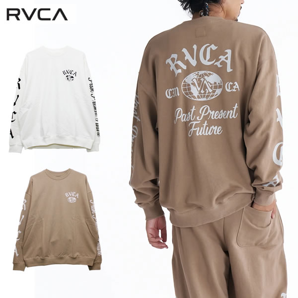 RVCA 裏起毛トレーナー ベージュ S ★期間限定寝下げ！ RVCA（ルーカ） スウェット トレーナー メンズ ブランド 裏起毛 バック