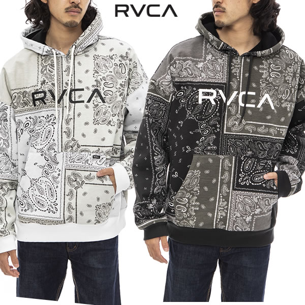 22FW RVCA パーカー PATCHWORK BANDANA HOODIE BC042-158: 正規品/ルーカ/ メンズ/プルオーバー/BC042158/cat-fs