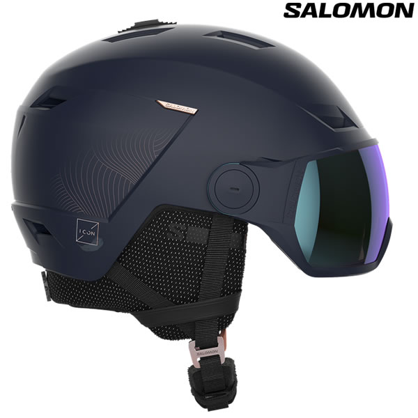 全品10倍 11日02時迄 23-24 レディース SALOMON ヘルメット ICON LT VISOR PHOTO SIGMA: 正規品/サロモン/スキー/スノーボード/snow