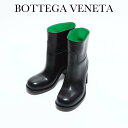 ボッテガヴェネタ Cavallo レザー ショートブーツ ブロックヒール 716214 V2BH0 1000 BOTTEGA VENETA ボッテガ レディース...