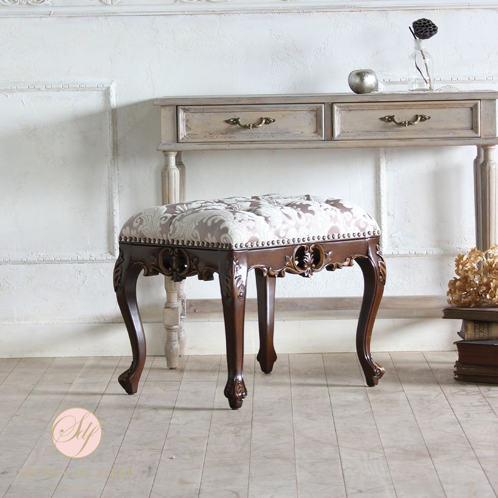 姫系 家具 スツール おしゃれ かわいい ロココ 調 アンティーク 風 猫脚 エステ サロン エレガント ゴシック ゴージャス フレンチ シャビーシック ヨーロピアン 猫足 イギリス ロマンチック プリンセス インスタ 映え | ガーリー ロースツール ドレッサー ドール リプロ