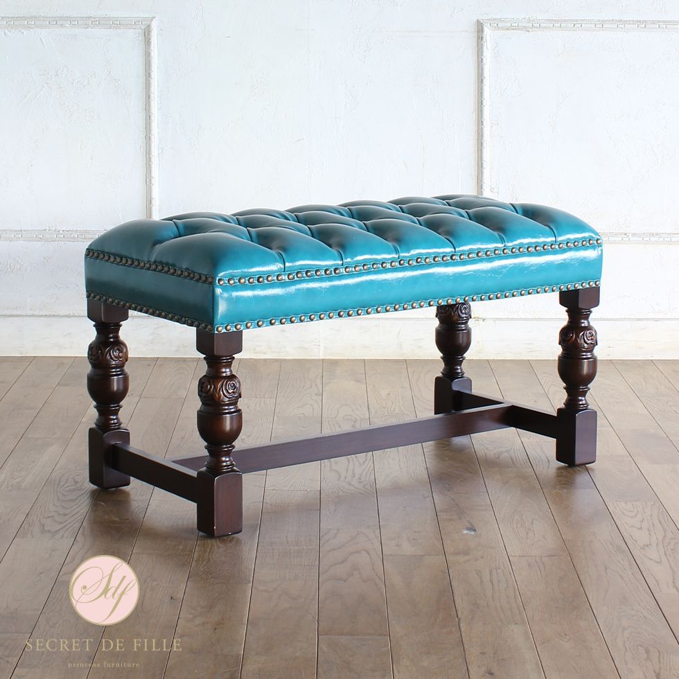 ヴィンセント オットマン スツール アンティーク 風 家具 イギリス ロココ 調 英国 ヨーロピアン フレンチ 椅子 イス いす おしゃれ ビンテージ ヴィンテージ クラシック クラシカル カフェ レストラン 飲食 エステ | チェア チェアー ロココ調家具 長椅子 リプロ A 79*40*40