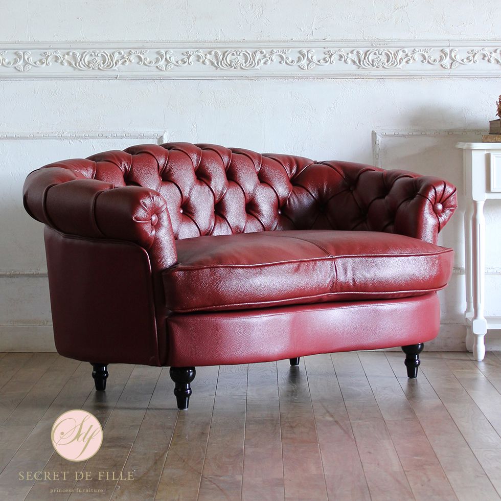 Leather - Mousofa モーソファ ソファ かわいい 姫系 家具 アンティーク 風 ソファー 2人掛け 二人掛け ホテルライク インテリア フレンチ エレガント ヨーロピアン シャビーシック チェスターフィールド イギリス | ふたりがけ ソファ おしゃれ 二人がけ 新品 リプロ D 240*85*72