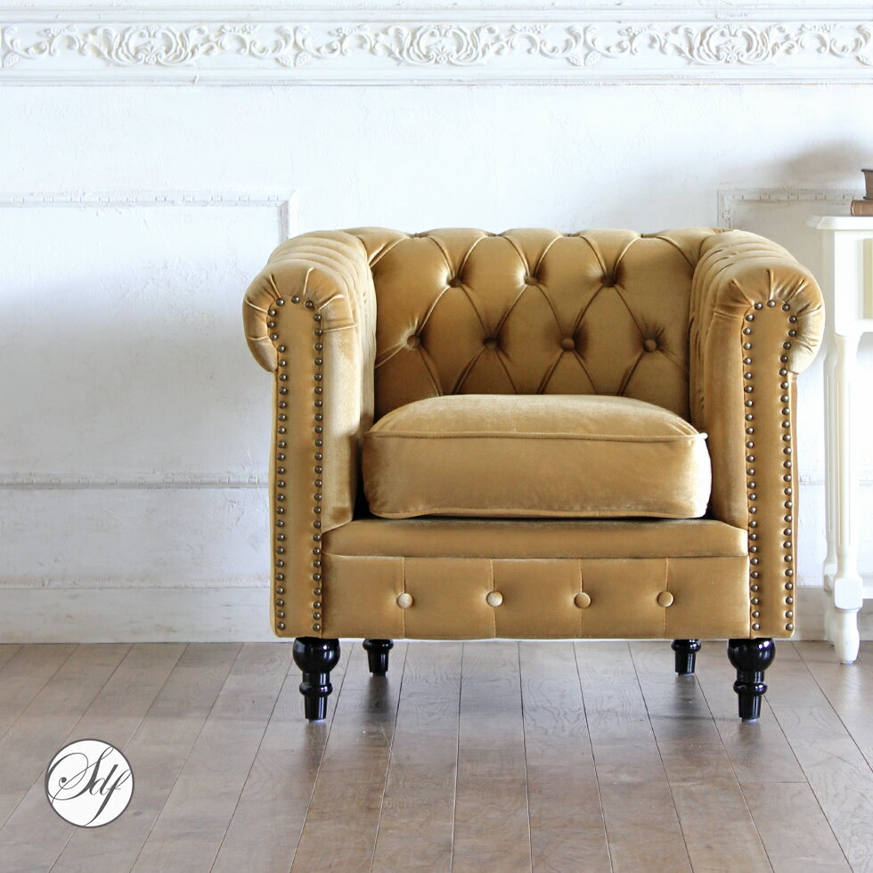チェスターフィールド ソファ 1人掛け 一人掛け 1人用アンティーク 風 家具 ヴィンセント ホテルライク イギリス ゴシック ヨーロピアン おしゃれ ヴィンテージ 輸入家具 レトロ | 1人用ソファ 1人がけ 1p 新品 リプロ C 83*78*69