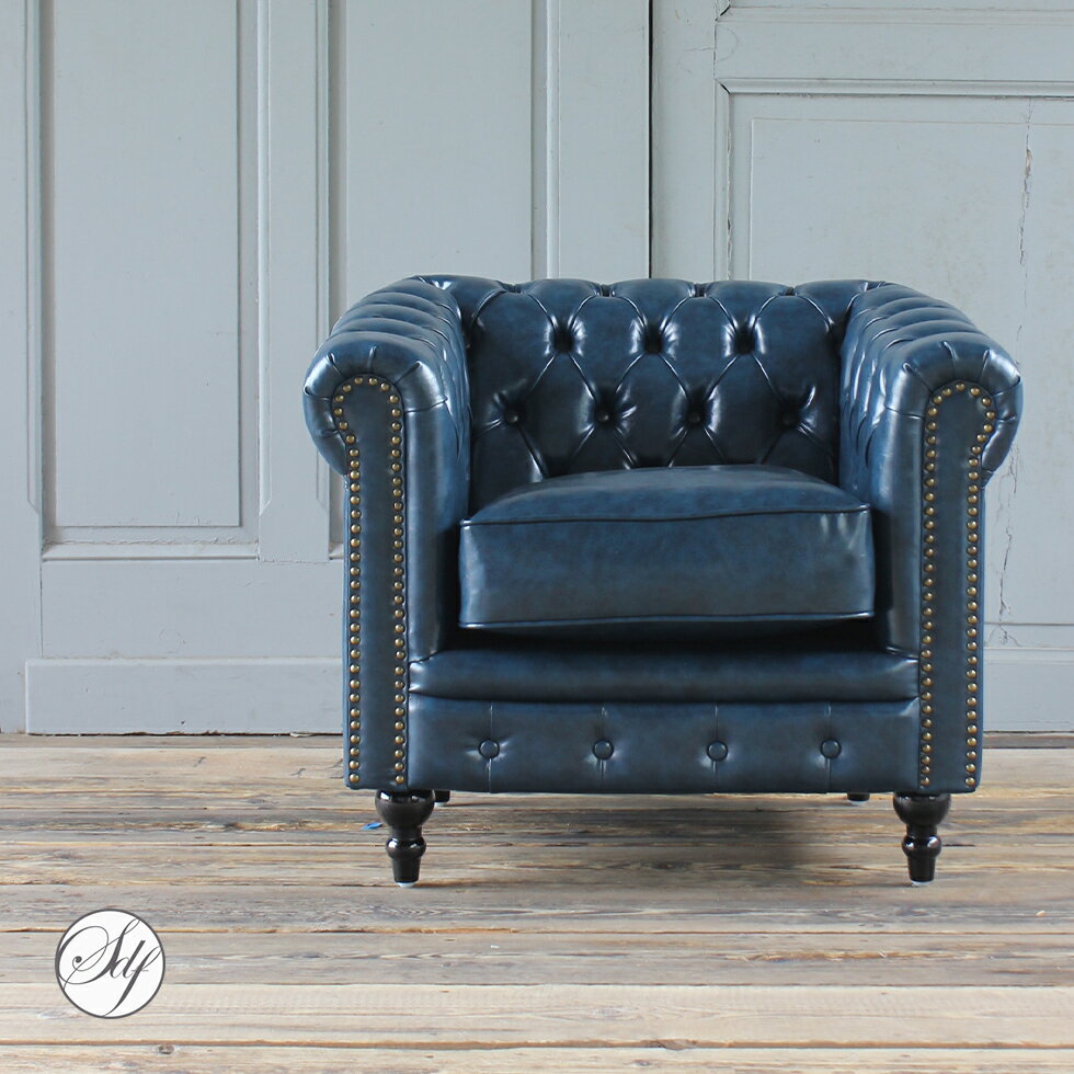 チェスターフィールド ソファ 1人掛け 一人掛け 1人用 一人用 パーソナルソファ アンティーク 風 家具 ヴィンセント ヨーロッパ ソファー イギリス ゴシック クラシック ヨーロピアン おしゃれ ヴィンテージ 輸入家具 レトロ | 1人用ソファ 1人がけ レザー リプロ C 83*78*69