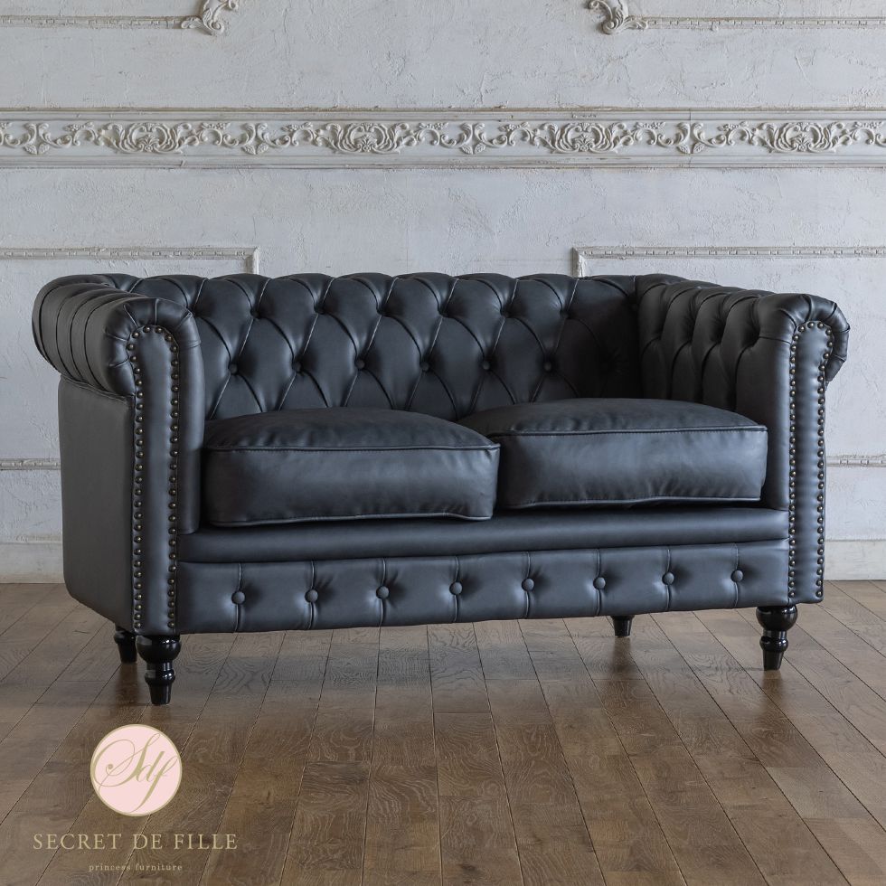 チェスターフィールド ソファ 2人掛け 二人掛け 2人用 二人用 アンティーク 風 家具 ヴィンセント ホテルライク イギリス ゴシック ヨーロピアン おしゃれ ヴィンテージ 輸入家具 レトロ モダン | 一人暮らし 2人掛けソファ 2人がけ 新品 リプロ D 132*78*69