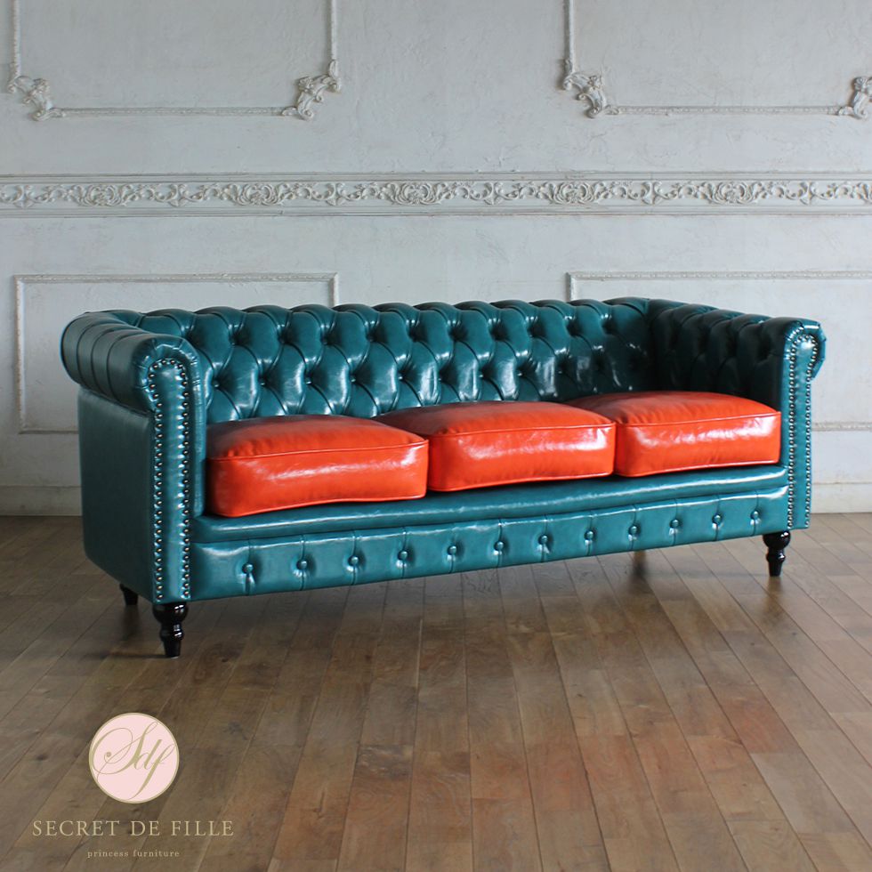 チェスターフィールド ソファ 3人 掛け 三人掛け 3人用 三人用 アンティーク 風 家具 ヴィンセント ヨーロッパ ソファー ゴシック クラシック ヨーロピアン おしゃれ ヴィンテージ 輸入家具 レトロ | 英国 ビンテージ モダン オシャレ家具 インテリア リプロE 179*78*69(3)