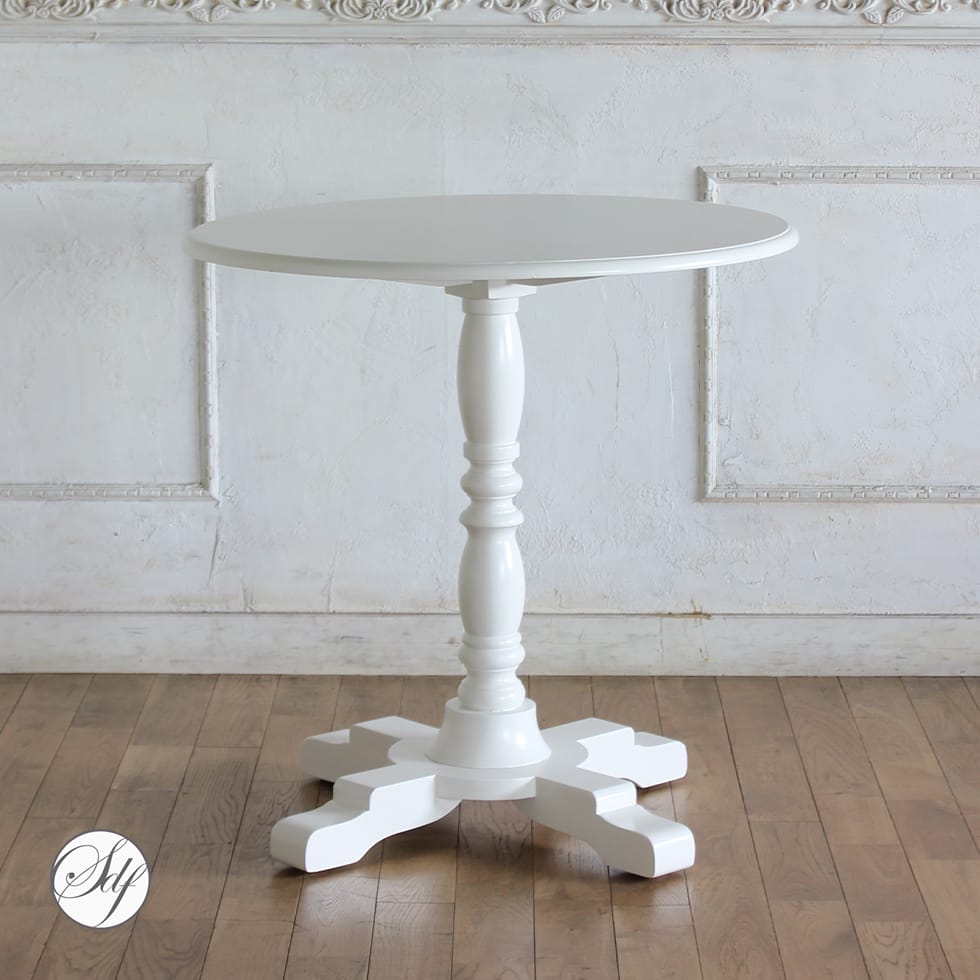 カフェテーブル 円形 丸 サイドテーブル 円形テーブル ラウンドテーブル アンティーク 調 家具 フレンチ シャビーシック イギリス 英国 フォトスタジオ サロン 店舗 什器 レストラン 飲食 ホテルライク コーヒーテーブル テラス 席 リプロ 80*80*35