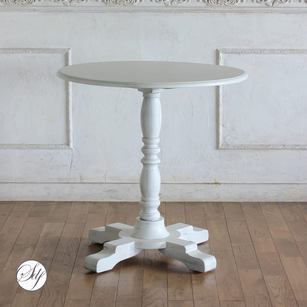 サイドテーブル 幅Φ75cm 丸 円型 おしゃれ シャビーシック カフェテーブル 机 フレンチ ヨーロッパ エレガント アンティーク イギリス 英国 │店舗什器 レストラン 飲食 什器 ロビー 受付 待合室 テーブル エイジング 家具 新品 リプロ 80*80*35