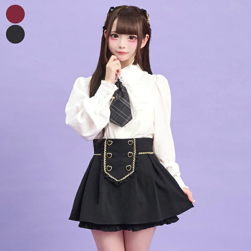 ★ダブルハートボタンゴールドピコレーススカパン9/25 12:00 販売スタートsecrethoney シークレットハニー シーハニ 量産型 レディース ガーリー スカート ワイン ブラック 黒