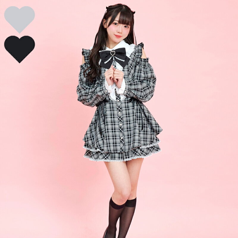 Special Price 30% OFF Side Lace-Up Off-Shoulder Set-Up 3/14 12:00 Check Black Restock 1/29 12:00 Sales Start secrethoney Secret Honey Seehoney Mass-Produced Style Women's Girly Long Sleeve Solid Color Check Gray Black