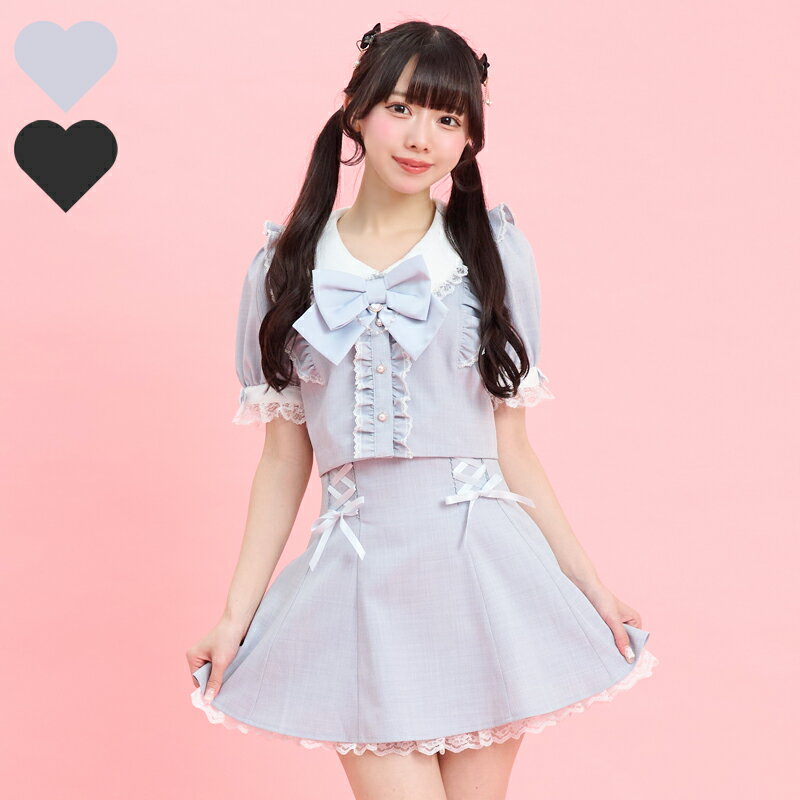 ショート丈×スカパンセットアップ5/2 12:00 販売スタートsecrethoney　シークレットハニー　シーハニ　量産型　レディース　ガーリー　半袖　無地　ピンク　ブラック　黒（楽天・Secret Honey）