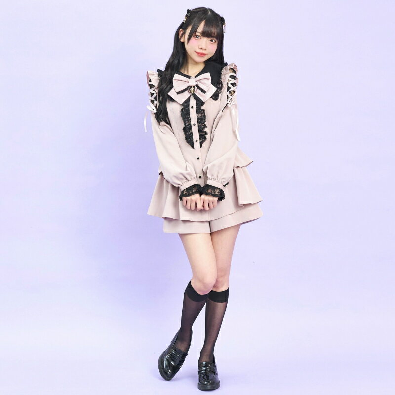 ロングポイントカラーショルダーレースアップセットアップ3/26 12:00 ピンク再入荷1/8 12:00 ピンク再入荷（2枚目）