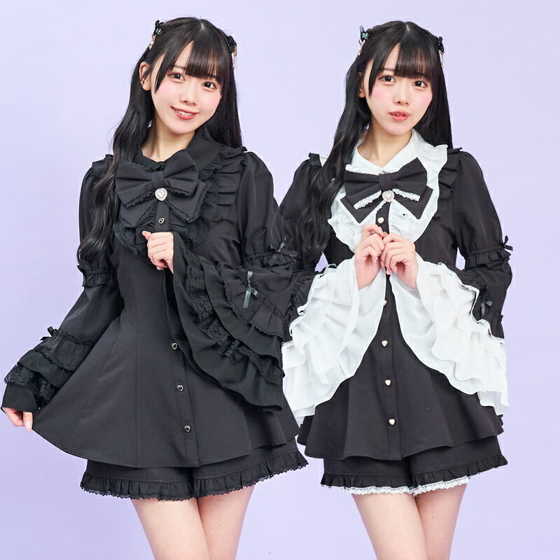 ボリューム姫袖セットアップ1/28 12:00 販売スタートsecrethoney　シークレットハニー　シーハニ　量産型　地雷系　参戦服　レディース　可愛い　長袖　無地　ブルー　ブラック　黒
