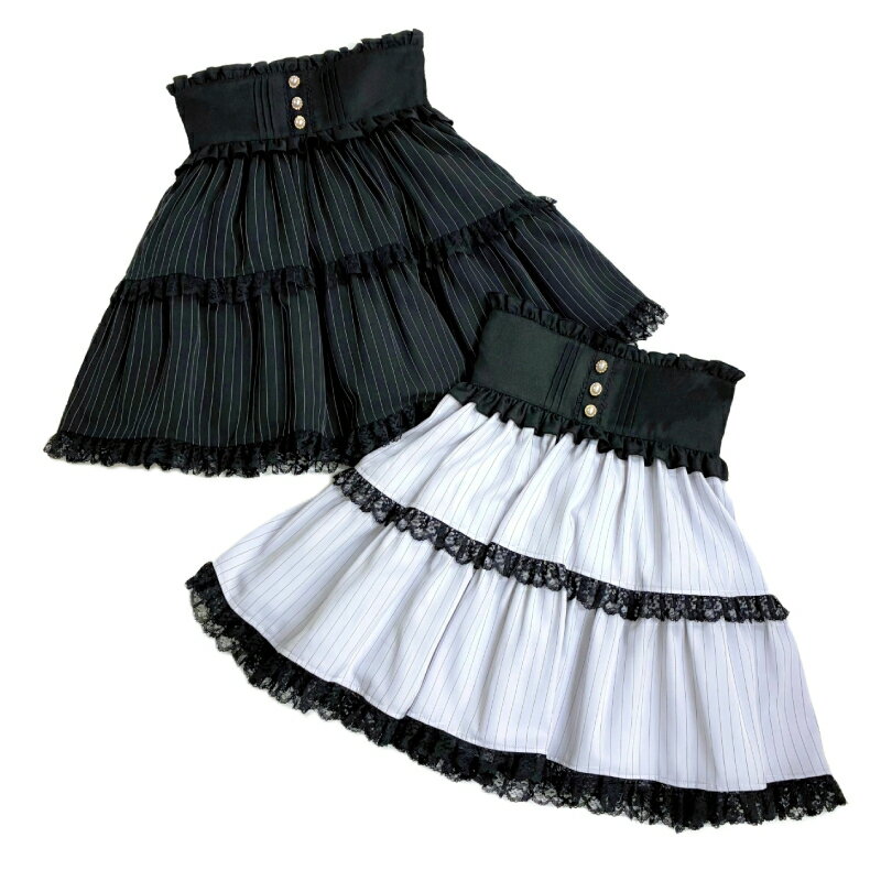 コルセット風レースアップスカート2/20 12:00 販売スタートsecrethoney　シークレットハニー　シーハニ　量産型　レディース　ガーリー　スカート　ストライプ　グレー　黒　ブラック