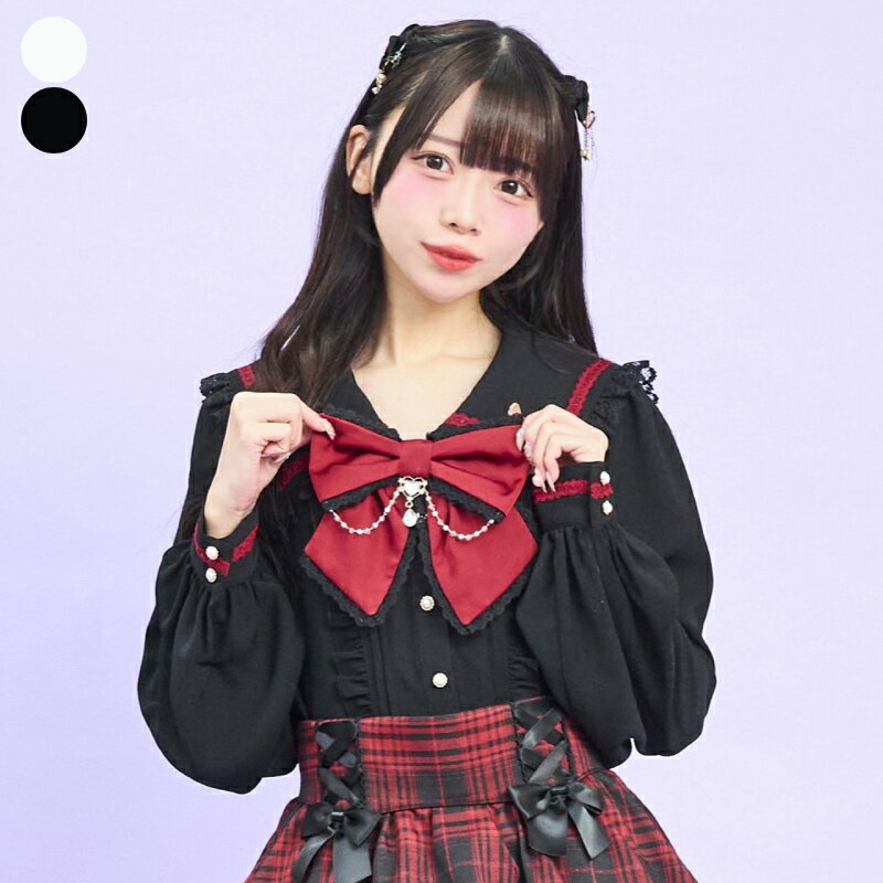 レースアップセーラーブラウス2/11 12:00 販売スタートsecrethoney シークレットハニー シーハニ 量産型 レディース ガーリー 長袖 ホワイト 白 ブラック 黒