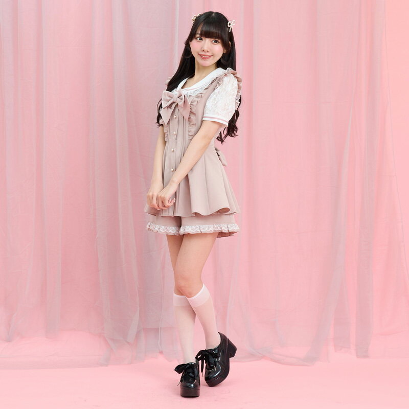 レースセーラー襟半袖セットアップ5/26 12:00 再入荷4/17 12:00 販売スタートsecrethoney　シークレットハニー　シーハニ　量産型　地雷系　参戦服　レディース　可愛い　半袖　無地　グレー　ブラック　黒　ピンク 2